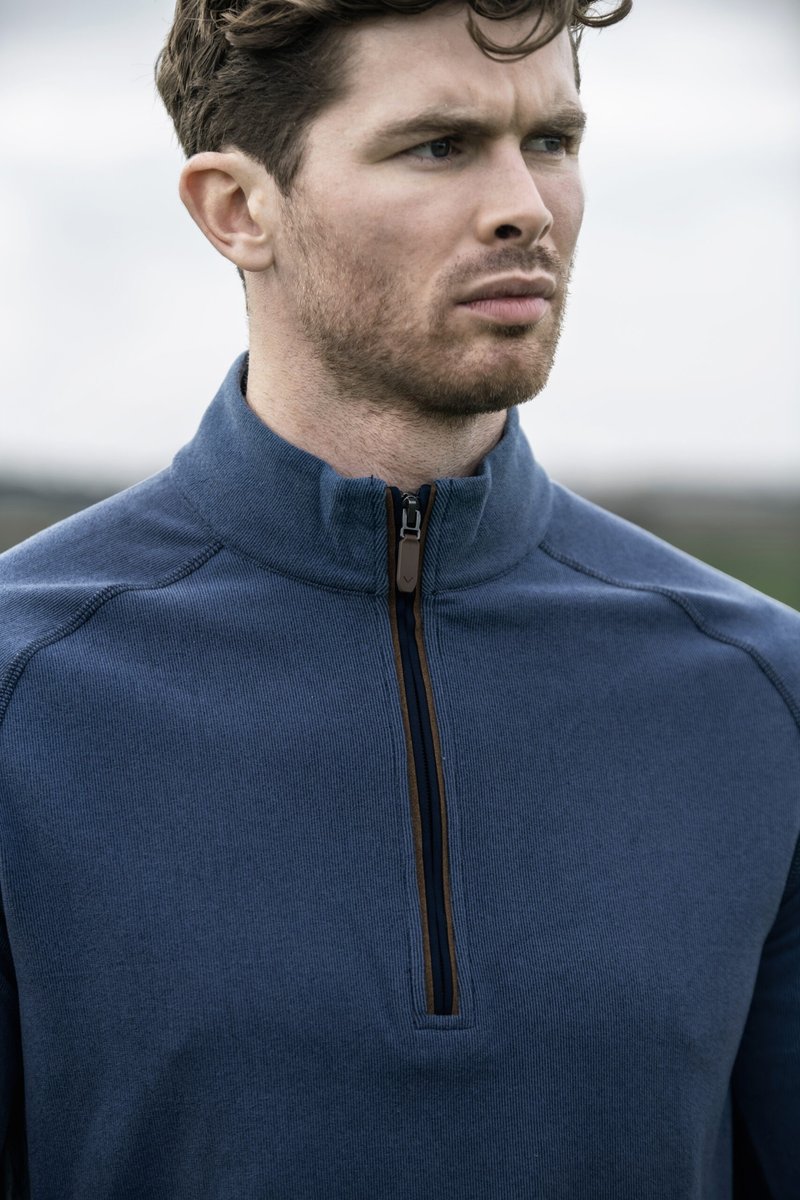 Callaway Brushed Rib 1/4 Zip męska bluza, niebieska