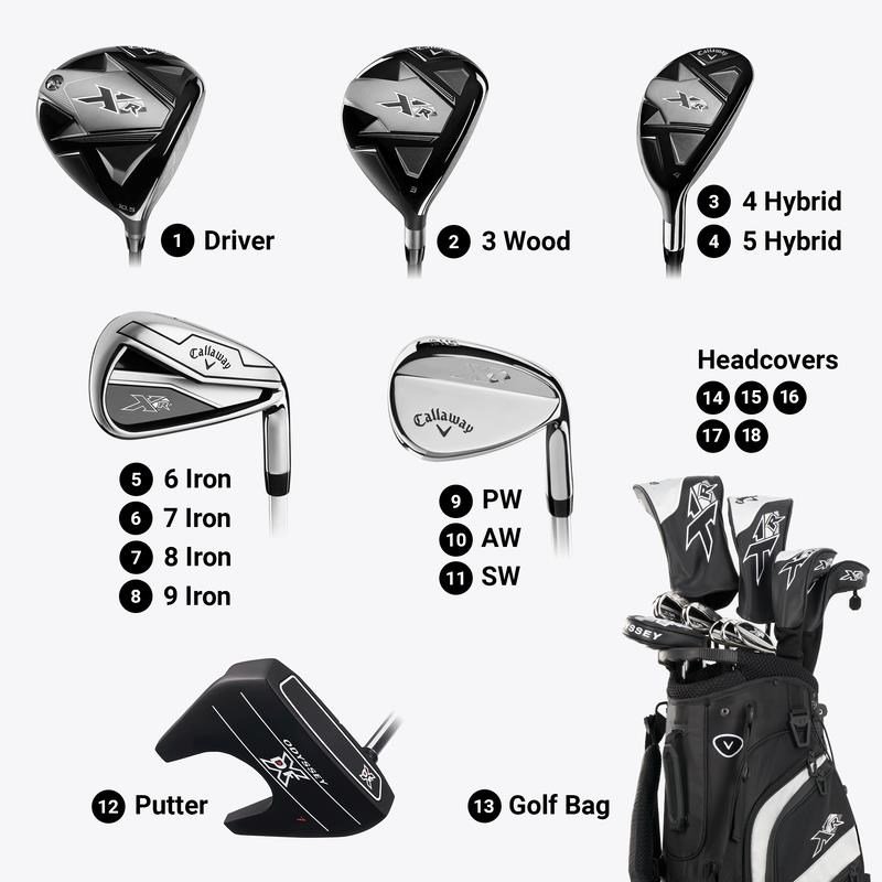Callaway XR 26 13PC Black/Silver męski zestaw golfowy, grafit, Regular