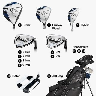 Callaway XT 11PC Black golfowy zestaw dziecięcy, 147-175cm, lewy