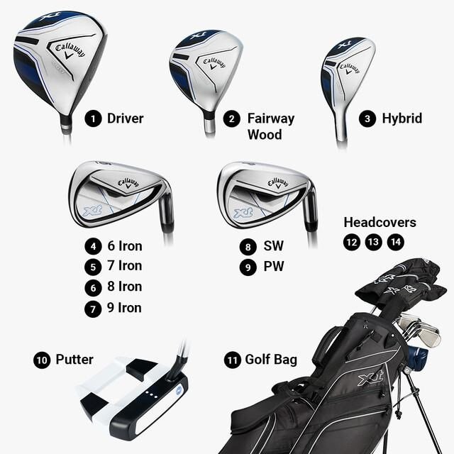 Callaway XT 11PC Black golfowy zestaw dziecięcy, 147-175cm