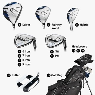 Callaway XT 11PC Black golfowy zestaw dziecięcy, 147-175cm