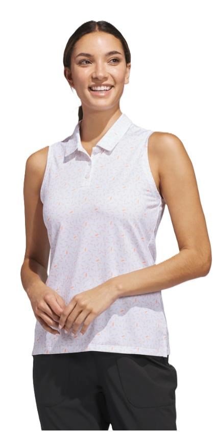 Adidas Ultimate365 All Over Print Sleeveless damskie polo, białe