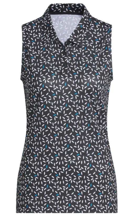 Adidas Ultimate365 All Over Print Sleeveless damskie polo, czarne