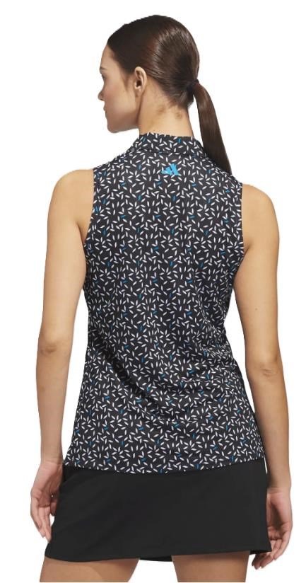 Adidas Ultimate365 All Over Print Sleeveless damskie polo, czarne