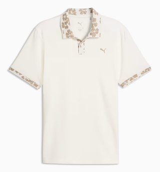 Puma Modalon Floral Rib męskie polo, warm white/ice coffee
