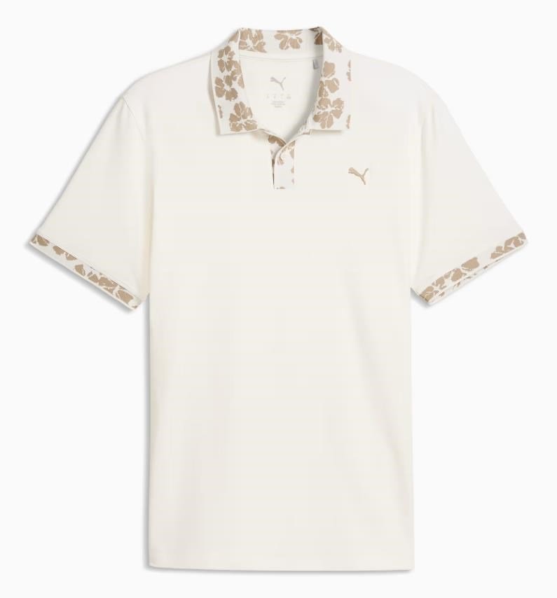 Puma Modalon Floral Rib męskie polo, warm white/ice coffee