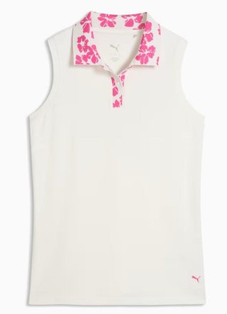 Puma Modalon Floral Rib Sleeveless damskie polo, warm white/pink opal