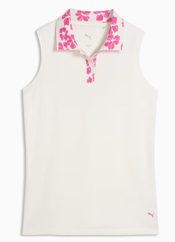 Puma Modalon Floral Rib Sleeveless damskie polo, warm white/pink opal