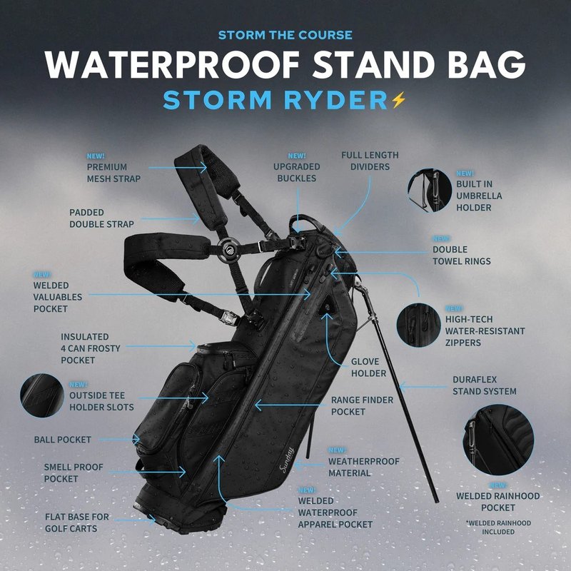 Sunday Golf Storm Ryder stand bag, czarny