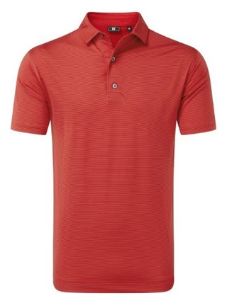FootJoy Micro Feeder Stripe Lisle męskie polo, red tonal