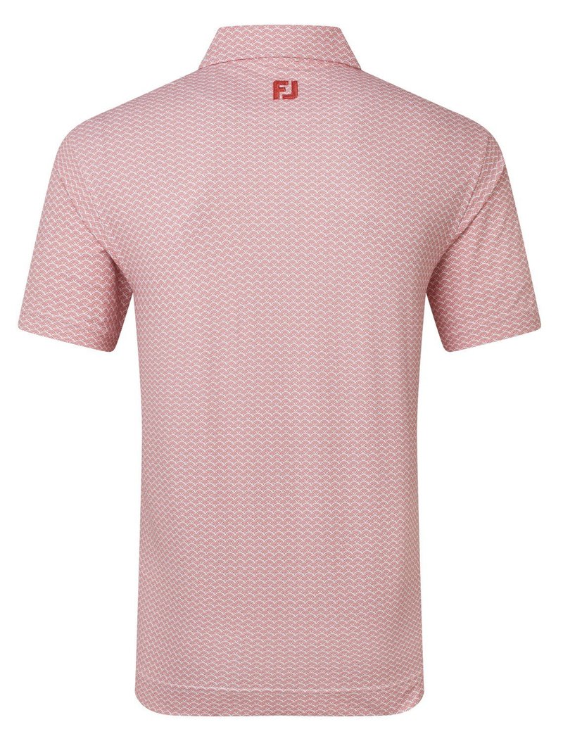 FootJoy Scallop Geo Pique męskie polo, nantucket red