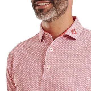 FootJoy Scallop Geo Pique męskie polo, nantucket red