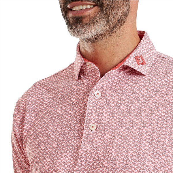 FootJoy Scallop Geo Pique męskie polo, nantucket red