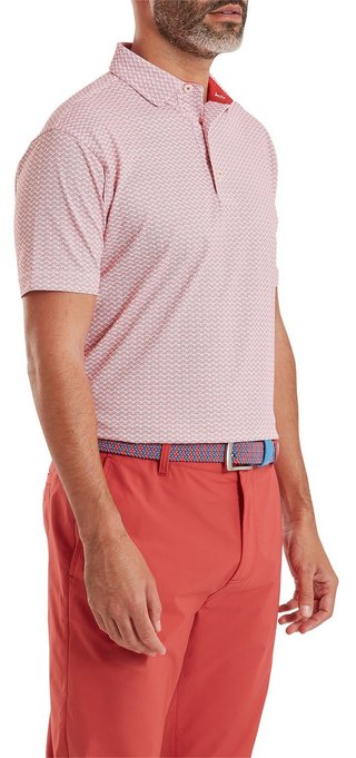FootJoy Scallop Geo Pique męskie polo, nantucket red