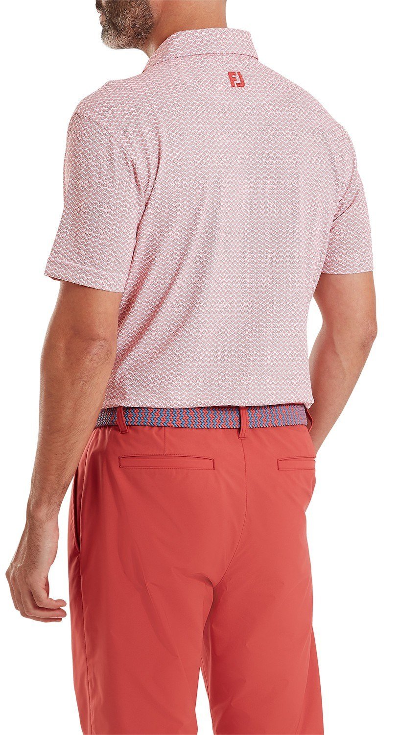 FootJoy Scallop Geo Pique męskie polo, nantucket red
