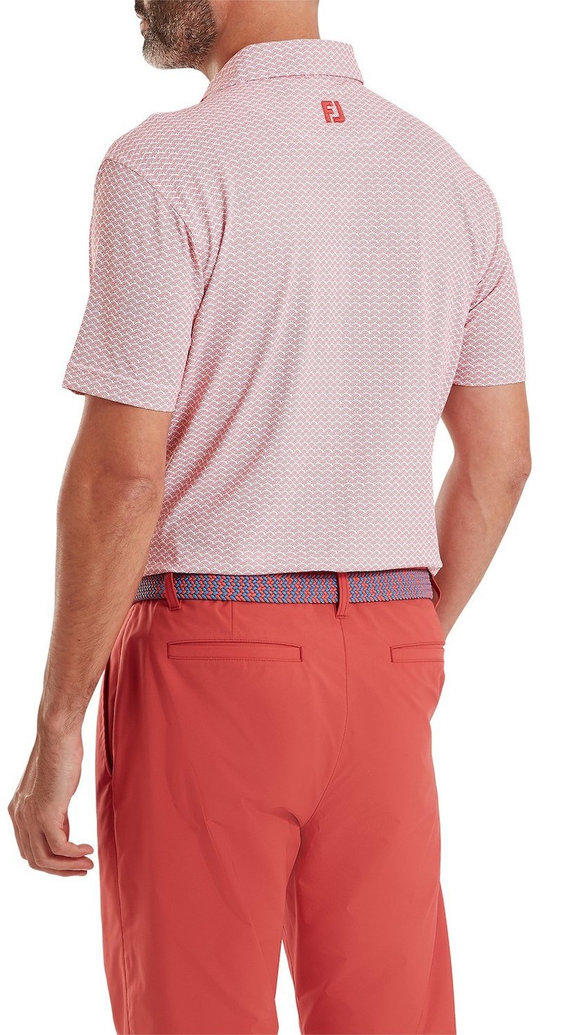 FootJoy Scallop Geo Pique męskie polo, nantucket red