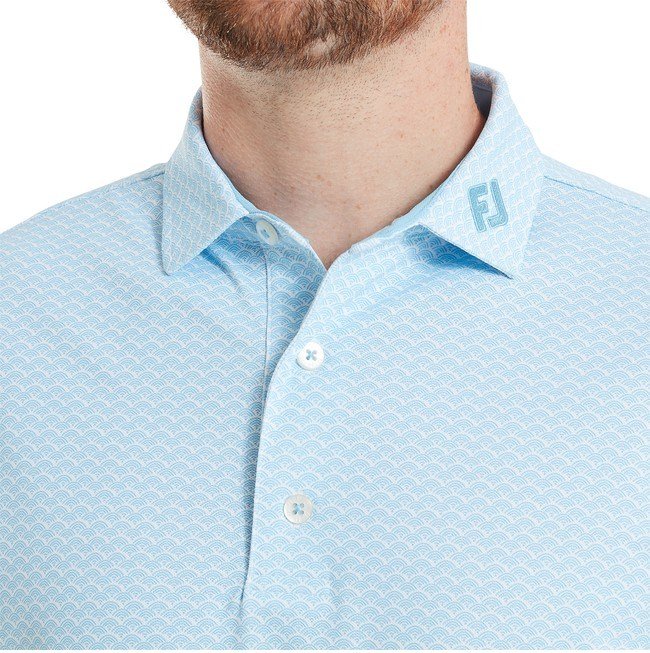 FootJoy Scallop Geo Pique męskie polo, blue reef