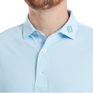 FootJoy Scallop Geo Pique męskie polo, blue reef