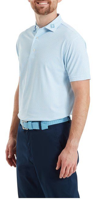 FootJoy Scallop Geo Pique męskie polo, blue reef