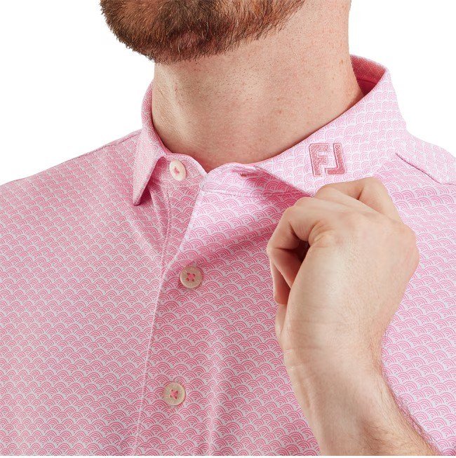 FootJoy Scallop Geo Pique męskie polo, pink pop
