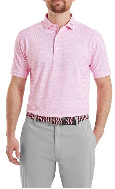 FootJoy Scallop Geo Pique męskie polo, pink pop