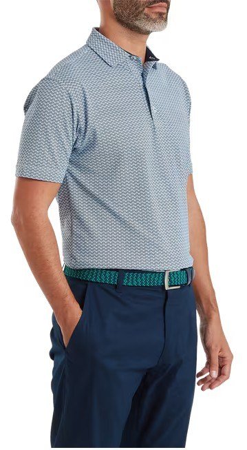 FootJoy Scallop Geo Pique męskie polo, navy
