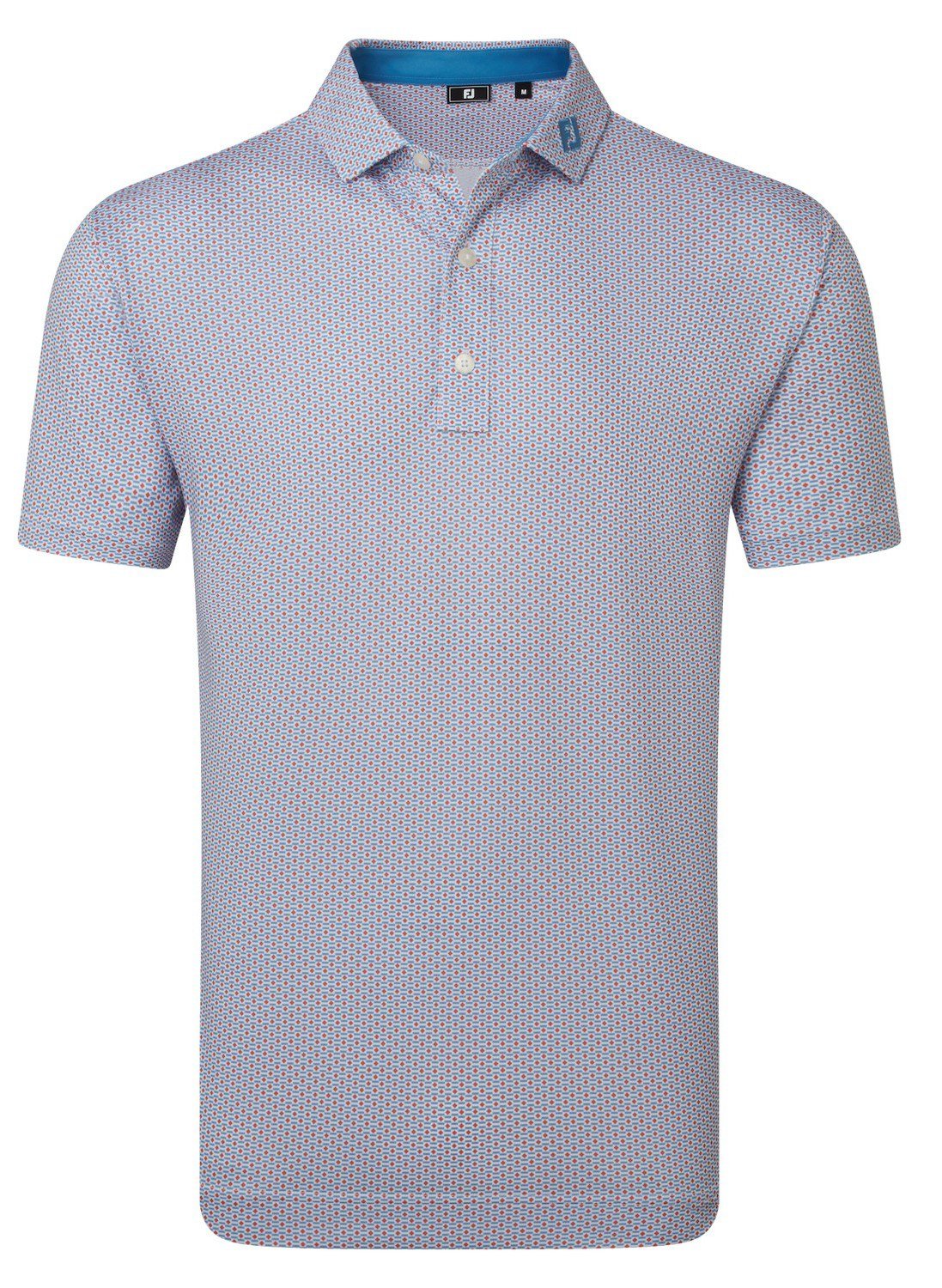 FootJoy Nautical Flag Print Lisle męskie polo, nantucket red/coastal blue