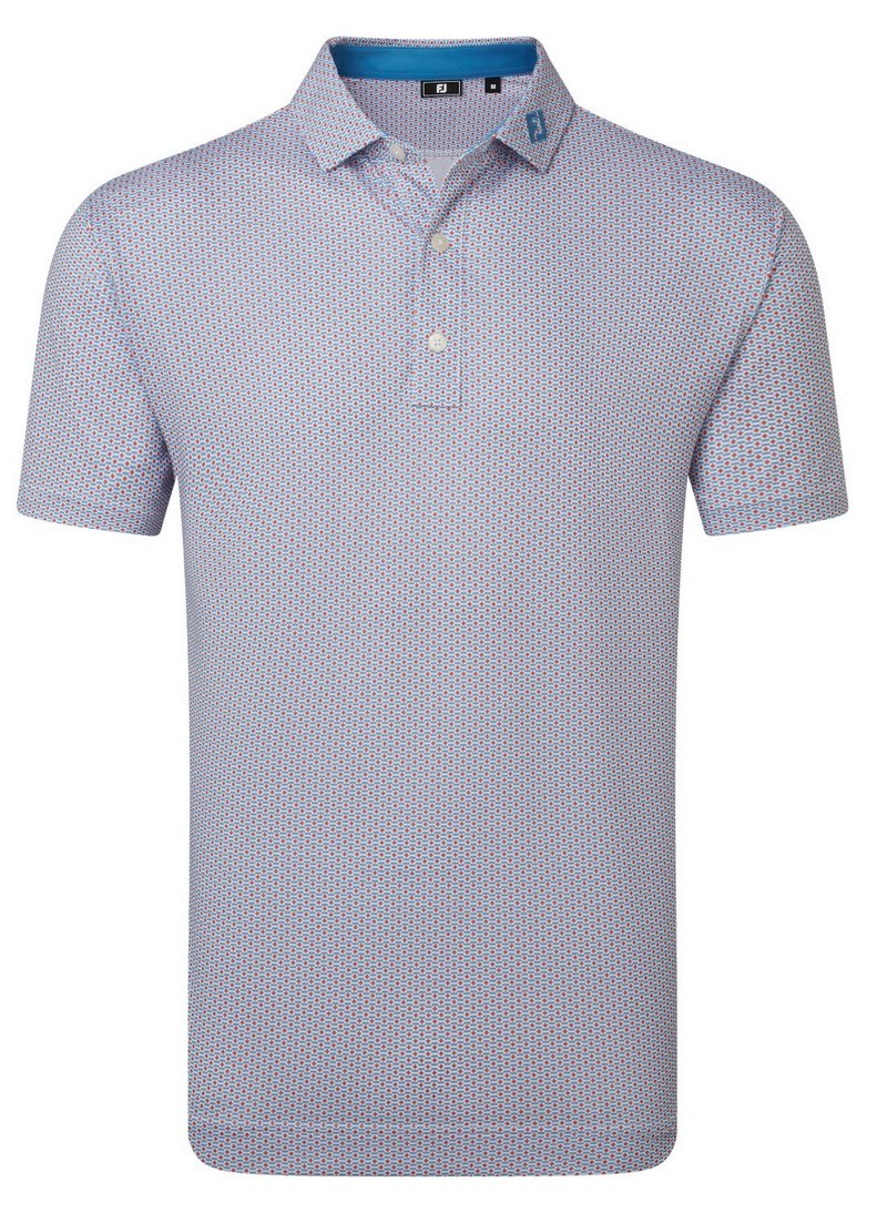 FootJoy Nautical Flag Print Lisle męskie polo, nantucket red/coastal blue
