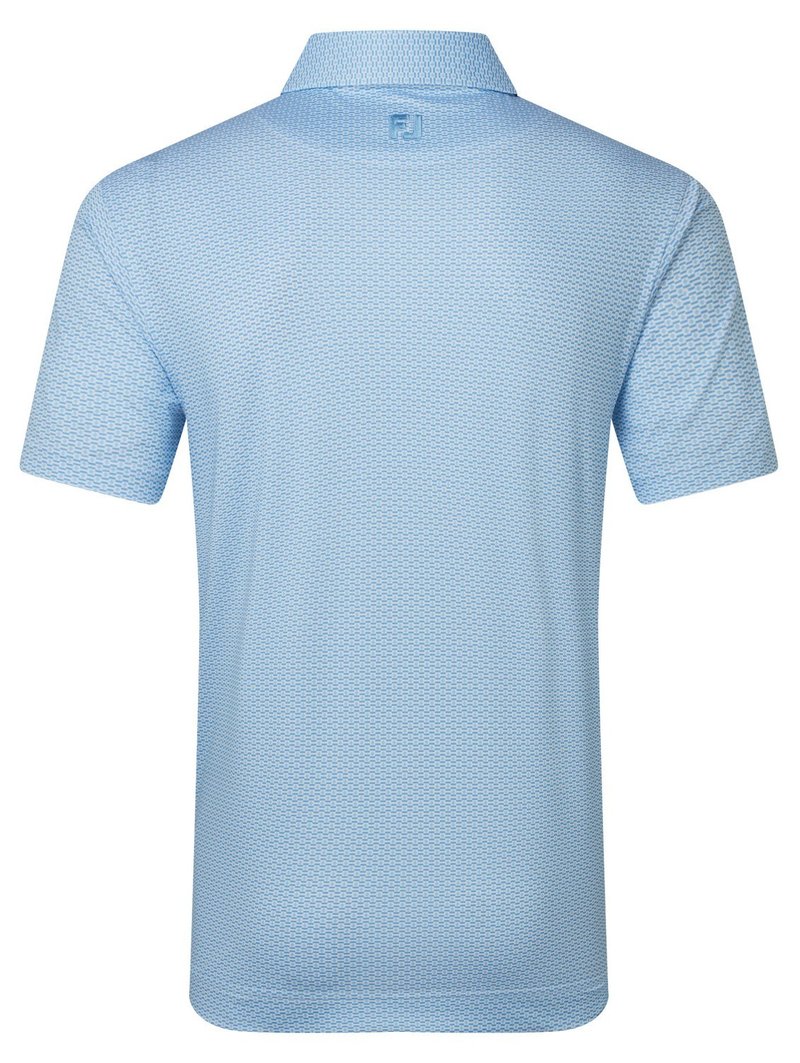 FootJoy Nautical Flag Print Lisle męskie polo, blue reef/deep reef