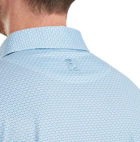 FootJoy Nautical Flag Print Lisle męskie polo, blue reef/deep reef