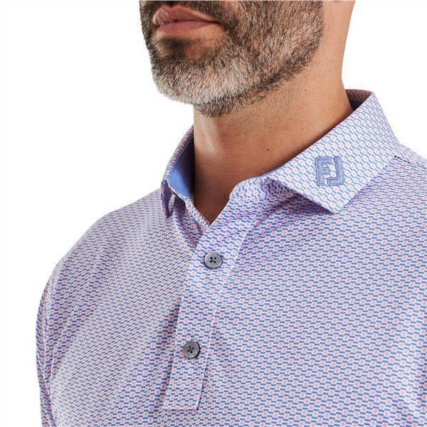 FootJoy Nautical Flag Print Lisle męskie polo, pink pop/vivid violet