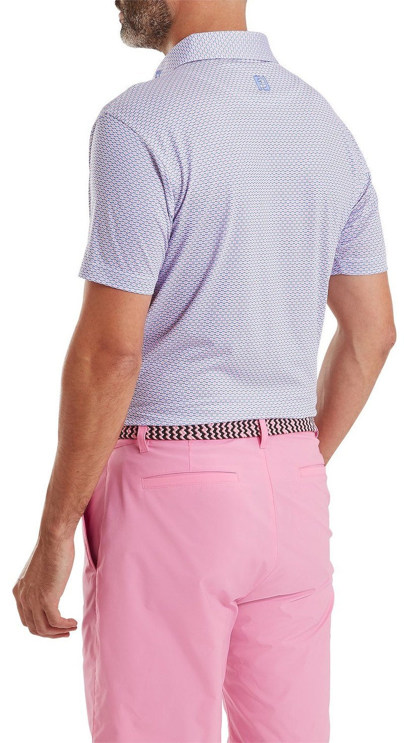 FootJoy Nautical Flag Print Lisle męskie polo, pink pop/vivid violet