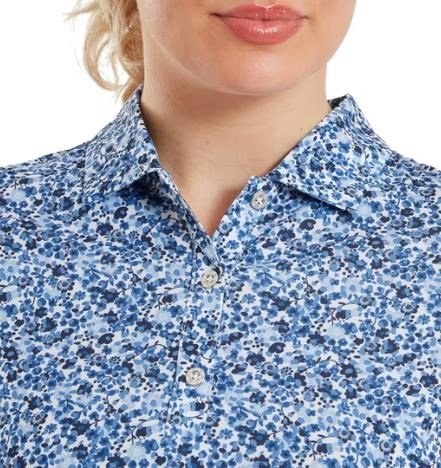 FootJoy Cap Sleeve Lisle damskie polo, navy floral print