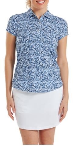 FootJoy Cap Sleeve Lisle damskie polo, navy floral print