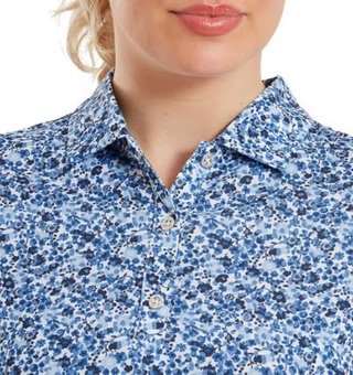 FootJoy Cap Sleeve Lisle damskie polo, navy floral print