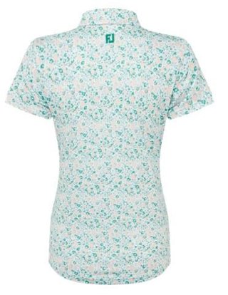 FootJoy Cap Sleeve Lisle damskie polo, tile blue floral print