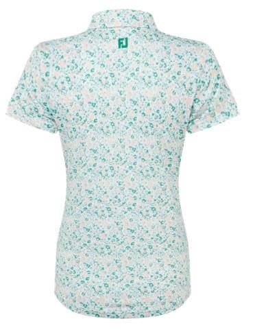 FootJoy Cap Sleeve Lisle damskie polo, tile blue floral print