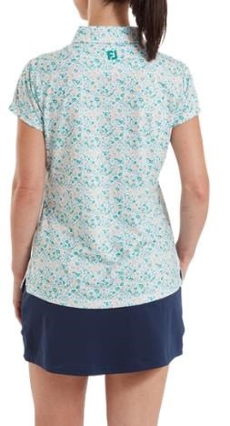 FootJoy Cap Sleeve Lisle damskie polo, tile blue floral print