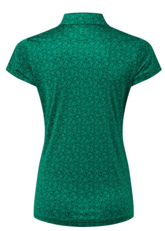 FootJoy Painted Floral Cap Sleeve Lisle ladies polo, field green