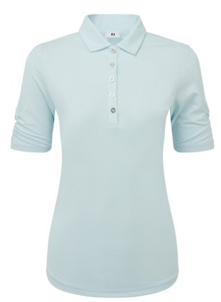 FootJoy Half Sleeve Ruched Lisle damskie polo, glacial blue