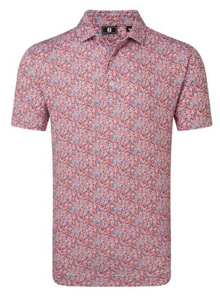 FootJoy Meadow Print Lisle męskie polo, nantucket red/hambray/coastal blue