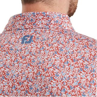 FootJoy Meadow Print Lisle męskie polo, nantucket red/hambray/coastal blue