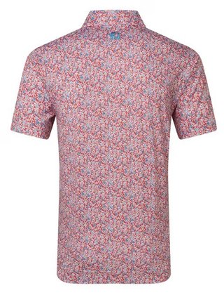 FootJoy Meadow Print Lisle męskie polo, nantucket red/hambray/coastal blue