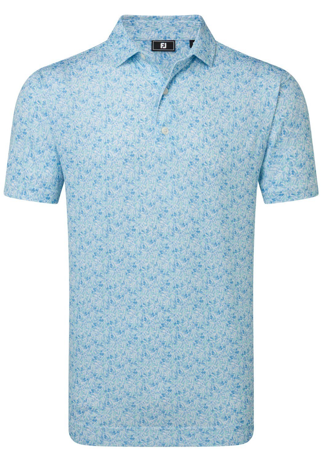 FootJoy Meadow Print Lisle męskie polo, blue reef/sea glass/deep reef