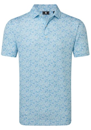 FootJoy Meadow Print Lisle męskie polo, blue reef/sea glass/deep reef