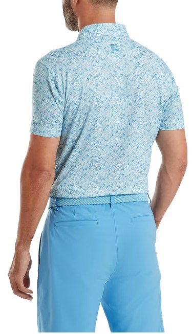 FootJoy Meadow Print Lisle męskie polo, blue reef/sea glass/deep reef
