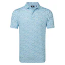 FootJoy Meadow Print Lisle męskie polo, blue reef/sea glass/deep reef