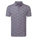 FootJoy Meadow Print Lisle męskie polo, black/vivid violet/pink pop