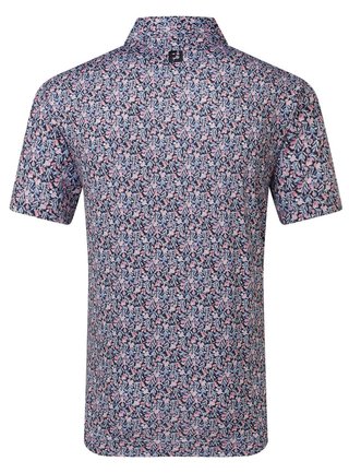 FootJoy Meadow Print Lisle męskie polo, black/vivid violet/pink pop