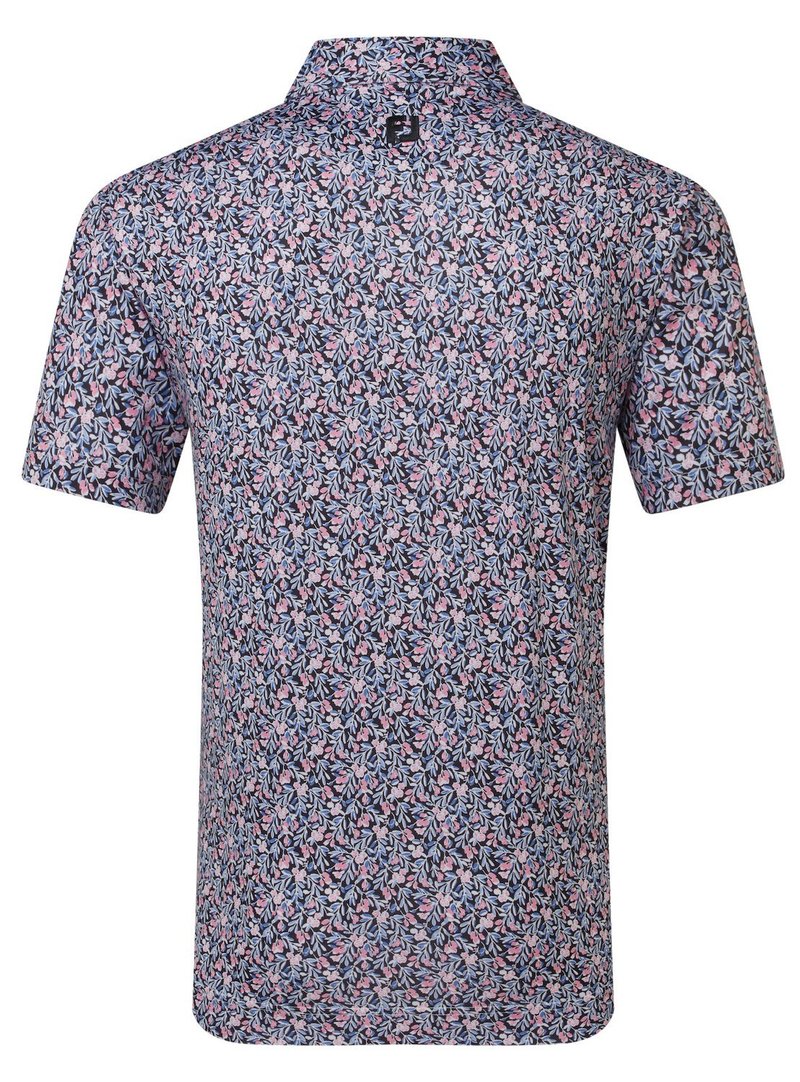 FootJoy Meadow Print Lisle męskie polo, black/vivid violet/pink pop